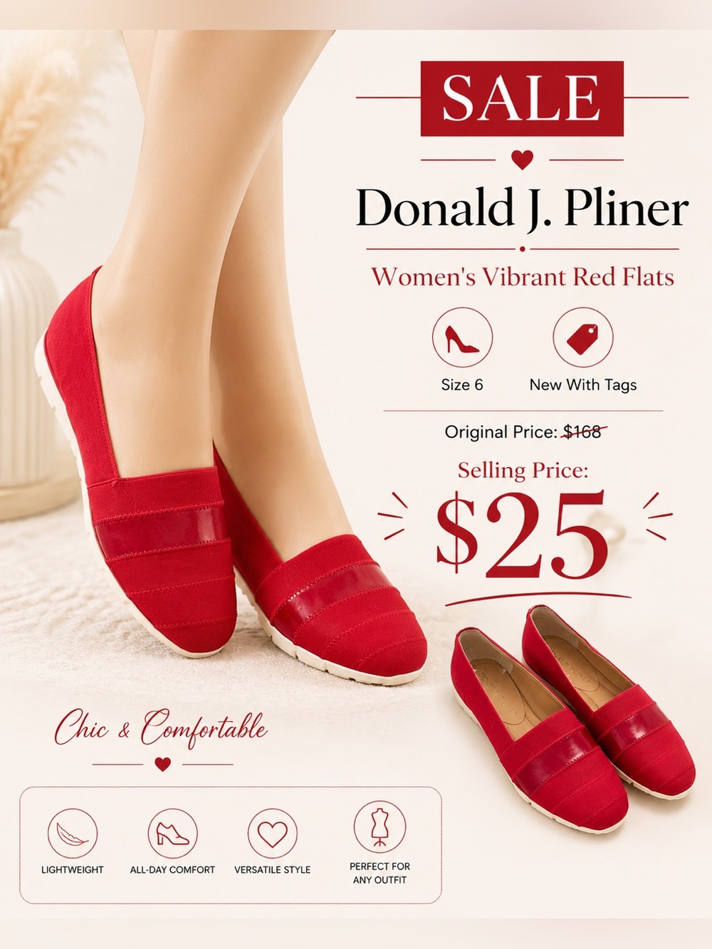 Donald J.  Red Slip-On Flats
